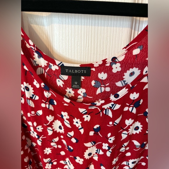 Talbots Floral Crepe Tiered Maxi Dress | Size 12 | Red, Navy & White - Picture 9 of 9